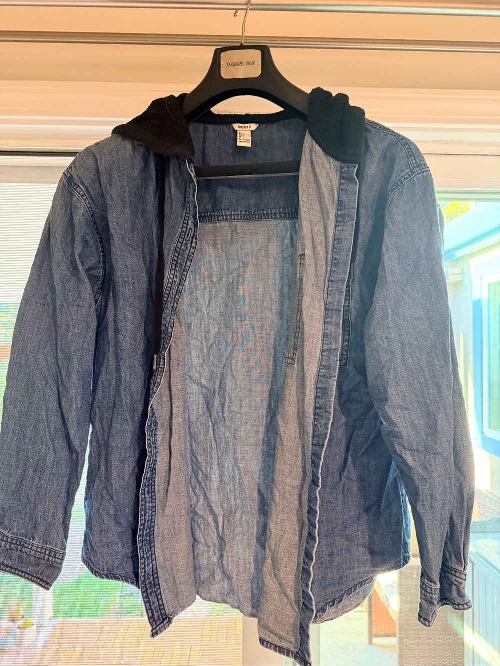 Forever 21 womens' Denim Jacket with Black Hood